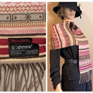 Simon Chang Cashmink Scarf Fair Isle Print Super Soft